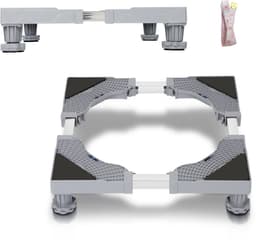 Wasmachine Verhoger met 4 Wielen - Verstelbaar Wasmachine Opbouwmeubel - Wasmachine Sokkel - Ook voor Droger, Koelkast — thumbnail 1