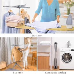 Artmoon Cedar - Stevig Ruimtebesparend Inklapbaar Droogrek - Opvouwbaar Staand Wasdroogrek - Was Droger Rek Toren - Kleding Wasrek Hangrek Voor 63 Kleding Hangers - Droogtoren 2 Volle Wastrommels - Voor Badkamer/Balkon/Binnen/Buiten - Opklapbaar — thumbnail 4