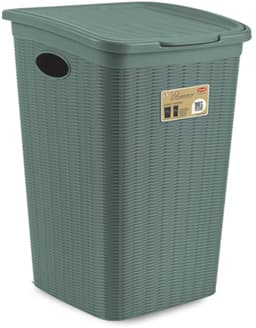 Wasmand met deksel 'Elegance' - 50 Liter - Met ventilatie - 100% Gerecycled kunststof - Groen — thumbnail 1