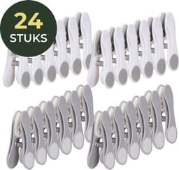 Gandria Wasknijpers 24 Stuks - Kunststof Wasknijpers - Set van 24 Plastic Knijpers - Wasrek Knijpers 10 Kg - Grijs/Wit en Wit/Grijs — thumbnail 1