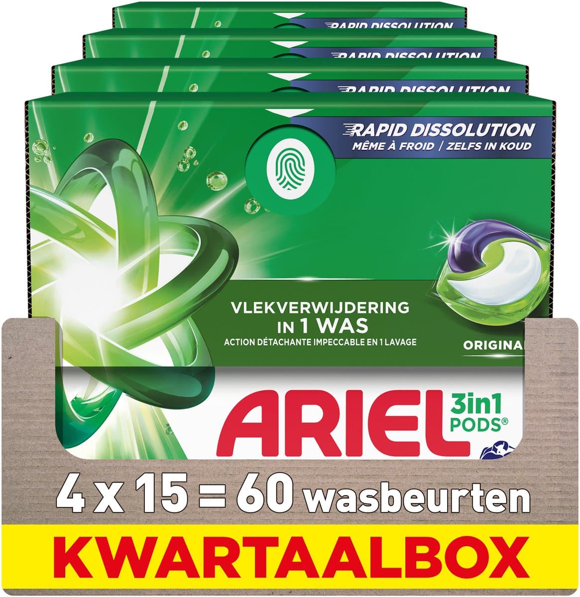 Ariel 3in1 Wasmiddel Pods Original - 4 x 15 wasbeurten — afbeelding 1