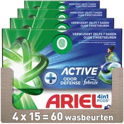 Ariel - 4in1 Wasmiddel Pods Actieve Geurbestrijding - 4 x 15 stuks - Voordeelverpakking — thumbnail 1
