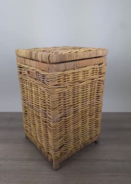 MigoStyling - Wasmand - Vierkant - Met deksel - 40x40x65 - Riet - Rotan - Naturel — thumbnail 1