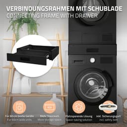 Tussenstuk voor wasmachine en droger – Universeel tussenbouwframe met lade 60,5x54 cm in zwart ML design — thumbnail 5