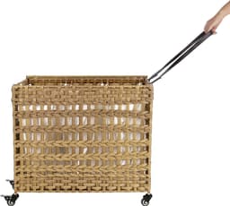 Wasmand Didi op wielen - Met handgrepen - Wasbox - Rechthoek - Wassorteerder - Rotan wicker - 3 vakken — thumbnail 2
