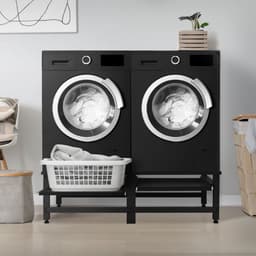 Wasmachine verhoger, Wasmachine Onderstel dubbel 61x53.5x37 cm met uitschuifplank in zwart ML design — thumbnail 5