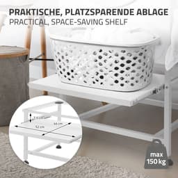 Wasmachine verhoger, Wasmachine Onderstel 62,5x53,5x45 cm met uitschuifbaar plateau in wit ML design — thumbnail 3