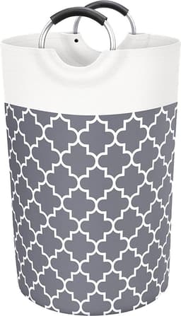 Wasmand - Grote wasmand - Opvouwbare wasmand - Waszak - Stoffen wasmand voor badkamer, slaapkamer & wasruimte - Grijs - 115 L — thumbnail 1