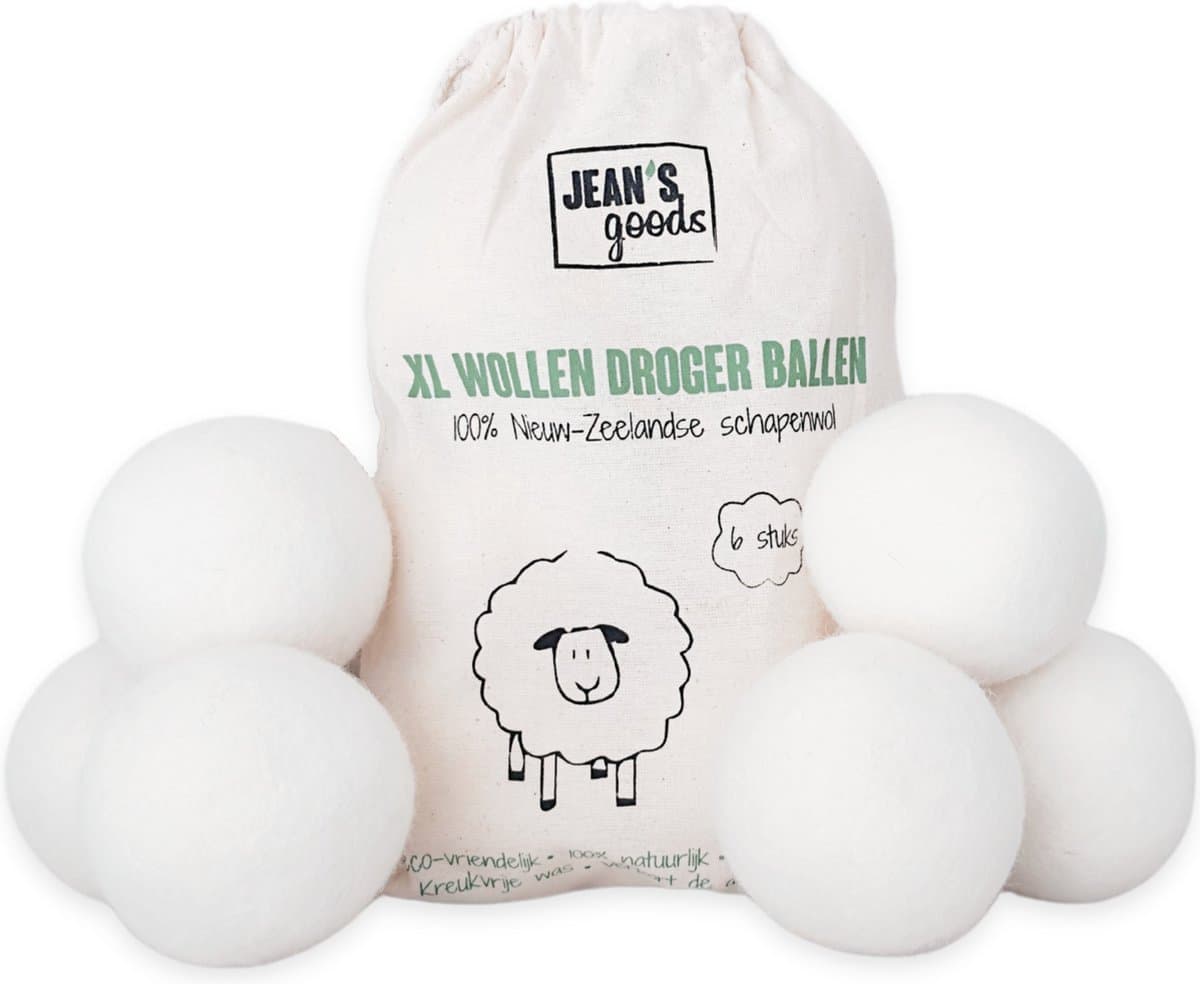 Jean’s goods XL Drogerballen van Wol – Duurzame Wasdrogerballen – Herbruikbaar – 6 Stuks – Beige — afbeelding 1