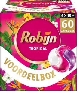 Robijn Wasmiddel - 3-in-1 Wascapsules - Color Tropical - Wasmiddel - 4 x 15 stuks - 60 Wasbeurten — thumbnail 1