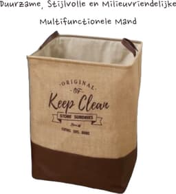 Lexorion Laundry Day - Wasmand - Opvouwbare Wasmand - 80 L Wasmand - Klassieke Engelse Stijl voor Wasgoed - Voor Speelgoed en Dekens - Milieuvriendelijke - Kunstleren Handvatten - Rubberen Onderkant - 100% Katoen - Bruin - 40x40x50 cm — thumbnail 1