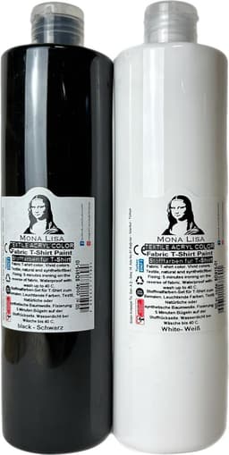 Südor Textielverf set 2 x 500 ml (zwart-wit). Wasbestendige textielverf voor lichte stoffen. Wasmachinebestendig, wasbestendig. Fixatie door strijken — thumbnail 1