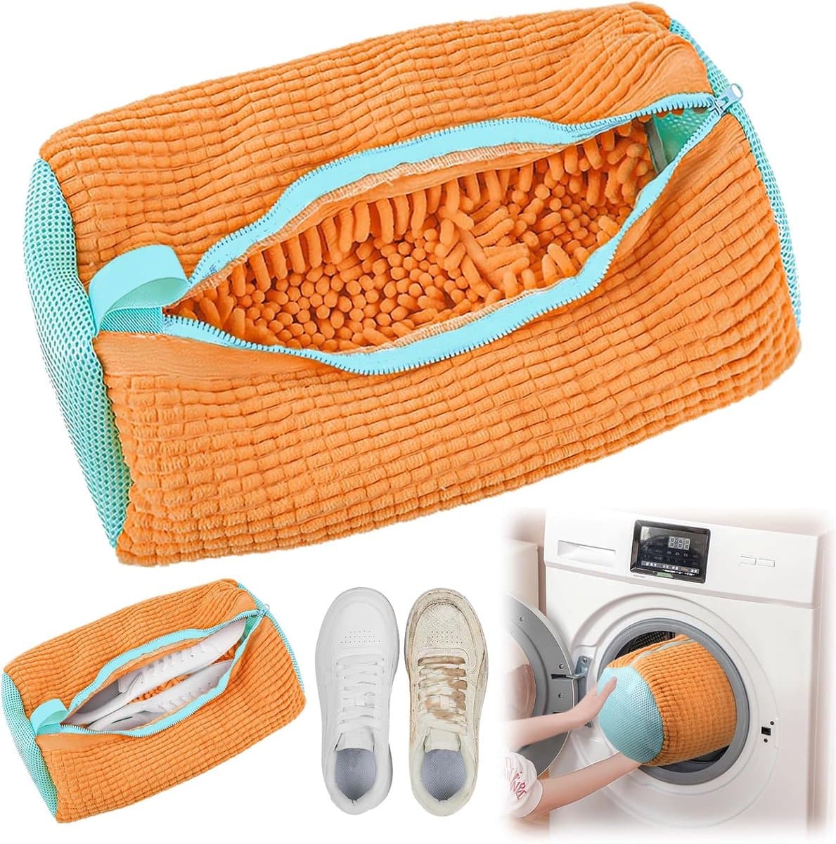 Waszak - Wasnet Voor Schoenen - Waszak Voor Schoenen - Schoenen Waszak - 39 x 19 Cm - Netje Anti-Vervorming - Delicaat Wasgoed - Schoen Wassen - Schoenenwaszak - Wasgoed - Wasmachine - Schoenen / Sneakers - Met Rits En Hangende Ring - Herbruikbaar — afbeelding 1