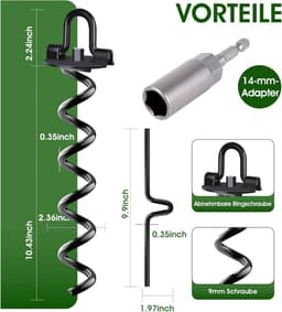 Metalen grondankers - grondanker voor trampoline gebruik met boor - campingtenten schuren trampoline schommels - 4 stuks — thumbnail 5