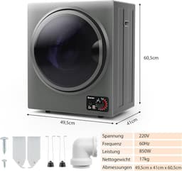 Mini wasdroger met 2,5 kg capaciteit en 4 droogmodi – Energiezuinig en Stil — thumbnail 5