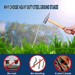 Heavy Duty Stalen Grondstakes J Haken Ankers - Extra Sterke Ankorage Stakes voor Tenten en Trampolines — thumbnail 2