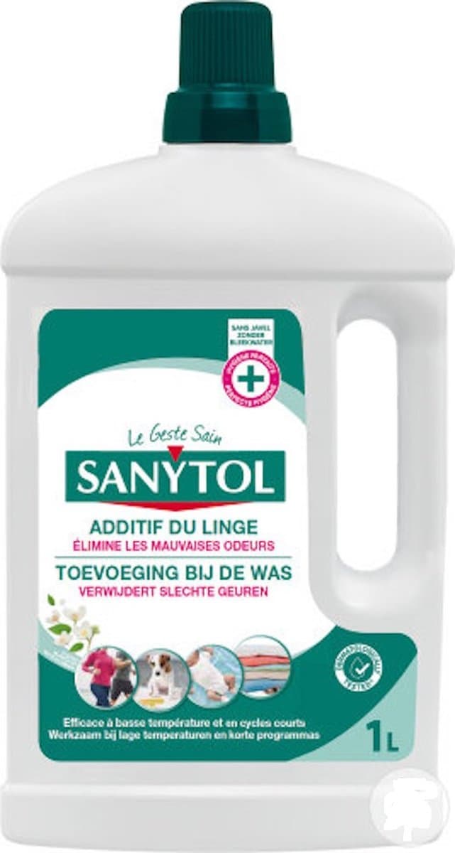 2 x 1L SANYTOL toevoeging bij de was - desinfectiemiddel voor wasgoed met witte bloemen - voordeelverpacking — afbeelding 1