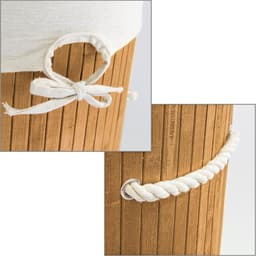 2x wasmand bamboe - wasbox met deksel - 70 liter - rond - 65 x 41 cm - natuur — thumbnail 4