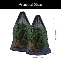 2pcs Wasnet voor Wasmachine - 60 x 90 cm - Grote Waszak met Koordstopper - Herbruikbare Waszak voor Kleding en Dekbedovertrekken (Zwart) — thumbnail 5