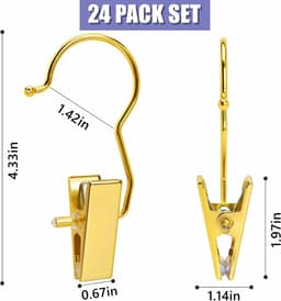Set van 24 gouden laarzenclips voor kledingkast, laarzenhangers met haken, knijperhangers, wasknijpers, draagbare reiskleerhangers voor hoed, handdoeken, beha — thumbnail 3