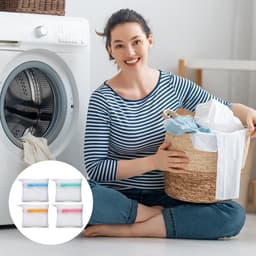 Pak van 4 mini zakken voor wasmachine, 12 x 12 cm, kleine opbergzakken, in mesh, met structuur in bijenbed, wasnet, waszak, waszak voor delicate wasgoed — thumbnail 3