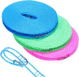 Buitenwaslijn 3 Rollen - Reiswaslijn Kampeerwaslijn - Kleding Drogen - Verdeeld Ontwerp - 17cm x 15cm - Diverse Kleuren — thumbnail 1