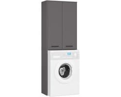 Badkamerkast voor Wasmachine FIN / Hoge Wasmachinekast met 2 Deuren / AKORD Furniture Factory / Grafietgrijs / 64 x 180 x 30 cm
