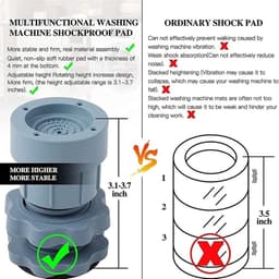 Wasmachine Voetkussens - Anti-vibratie Pads - Apparaten Stabiliseren - Verstelbare Hoogte - 4 stuks - Grijs — thumbnail 4