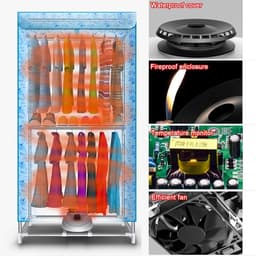 2 Tier Electric Heated Clothes Drying Rack Drying Using Hot Air Fan, 180 Minute Timer, Fast Heated Clothes Drying Closet, Load 20kg, 1000W (Color : PURPLE — thumbnail 2