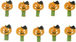 Houten Clips - Pompoen Pinnen - Berichten Tonen - Fijne Afwerking - 10 Stuks - Oranje — thumbnail 1