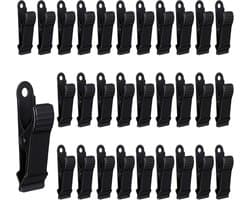Clips - 30 Stuks - Mini-metalen klemmen - Hangende krokodillenklemmen - Geschikt voor kleding, foto's, gordijnen, badkamer - 4×1.3cm - Zwart