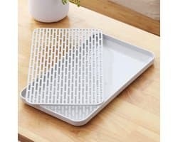 Keukenafvoersysteem met lekbak, multifunctioneel droogrek voor borden en bestek, 31x17 cm, wit, 1 stuk