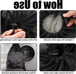 Set van 2 Sterke Wasnetten voor de Wasmachine, Grote Waszakken met Trekkoord voor Thuis, Hotel en Reizen, Ideaal voor Kleding en Ondergoed — thumbnail 3