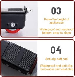 Wasmachine Onderstel - Apparatenroller Verrijdbaar - Huishouden Schoonmaken - Verstelbare Grootte - 46-72 cm - Grijs — thumbnail 5
