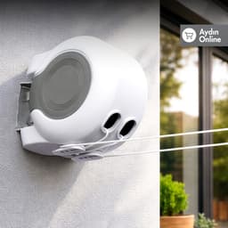 Aydin Online® Uittrekbare Waslijn 2x15 Meter – Dubbele Clothesline voor Binnen & Buiten – RVS Windbestendige Waslijn – Wandmontage met Bevestigingsset — thumbnail 3