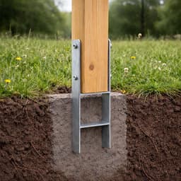 Paaldragers Thermisch Verzinkt - Grondankers H-anker - Tuinconstructies Verankeren - Stevige H-constructie - 91 x 600 mm - Zilverkleurig — thumbnail 4