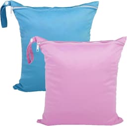 Waterdichte tas voor vuile was, 28 x 30 cm, herbruikbare tas voor sport, zwemmen en vakantie, 2-pack (blauw & roze) — thumbnail 1