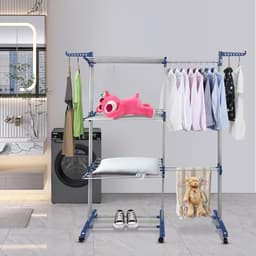 Droogrek Uittrekbaar - Wasrek Toren - Kleding Drogen - Grote Droogcapaciteit - 40 Meter Drooglengte - Zwart Wit — thumbnail 3