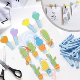 Gekleurde Houten Knijpers - Kleding Clips - Decoratie Ophangen - Duurzaam Materiaal - 50 Stuks - Veelkleurig — thumbnail 3