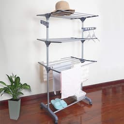 homewell Drying rack, tumble dryer, tower with wheels, space-saving tower laundry rack with 6 folding wings and 2 rotating side wings (grey, single lever) — thumbnail 2