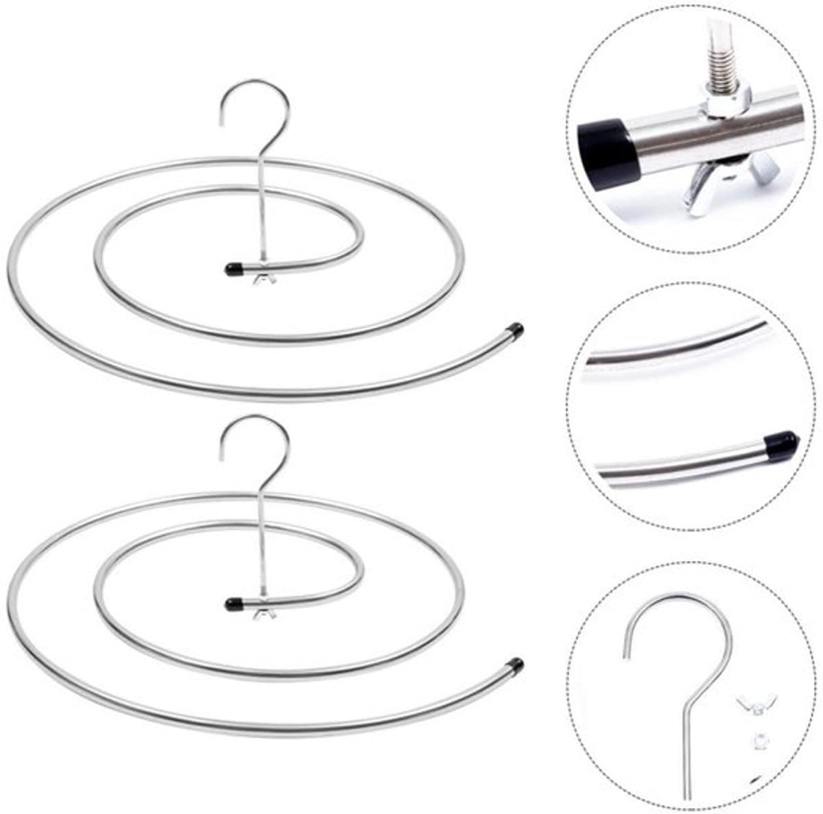 Spiraal droogrek voor kleding - 2 stuks - Droogrek voor lakens - Ophangbaar droogrek voor kleding - Diameter 41,8 cm - voor dekbedden en lakens - zilver — afbeelding 1