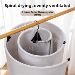 Spiraal droogrek voor kleding - 2 stuks - Droogrek voor lakens - Ophangbaar droogrek voor kleding - Diameter 41,8 cm - voor dekbedden en lakens - zilver — thumbnail 3