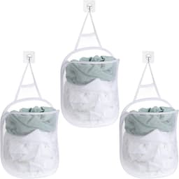 Wasmand - wasmanden - wassorteerder - 3 stuks - opvouwbare wasmand - inklapbare wasmand - opvouwbare opbergmand - Organizer kleding - organizer kledingkast - camping wasmand - opvouwbare waszak - 30*18*40cm - Wit - reis wasmand — thumbnail 1