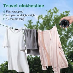 Uittrekbare Waslijn - Waslijn Camping - Buiten Kleding Drogen - Handslinger Spansysteem - 10 Meter - Zwart en Groen — thumbnail 4