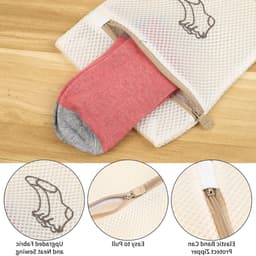 Waszak voor de wasmachine, ideaal voor gevoelige kleding, ondergoed, sokken en bh's, 18 x 20 cm met rits — thumbnail 5