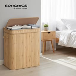 SONGMICS - Wasmand - Wassorteerder - Bamboe - Met Handgrepen - Uitneembare Waszak - 100L — thumbnail 5