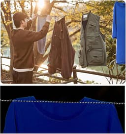 Draagbare Waslijn - Reis Kledinglijn - Kleding Drogen - Reflecterende Zichtbaarheid - 1 Meter - Zwart — thumbnail 4