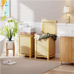 Wasverdeler - Wasmand Voor Badkamer, Slaapkamer En Wasruimte - Naturel — thumbnail 4