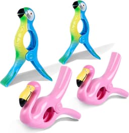 Strandhanddoekclips - Extra grote plastic clips - Badhanddoekclips - Reisclips - Leuke dierenclips - Geschikt voor strandstoelen, zwembad, terras of dagelijks gebruik - 4-delige set — thumbnail 1