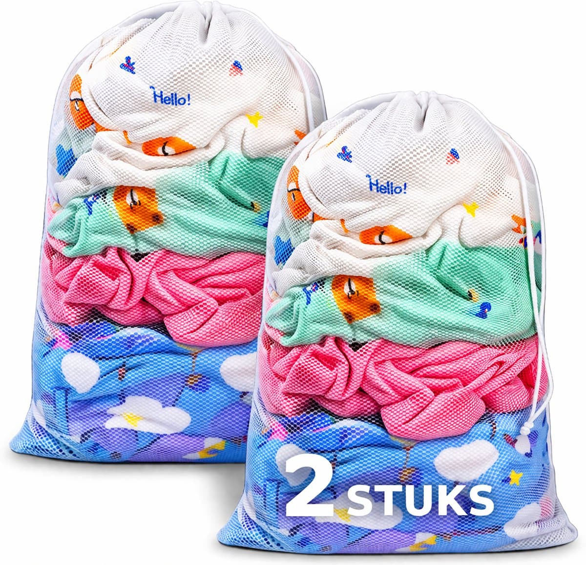BOTC Waszakken - 60*90cm Waszak Groot - Set van 2 - Waszak Wasmachine - Laundry bag - Waszakken -Wit — afbeelding 1